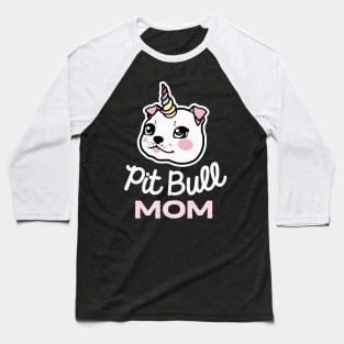 Pit Bull Mom Unicorn Dog Owner Retro Dog Mother Baseball T-Shirt